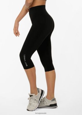 Lorna Jane donne Leggings Hi-Fold Lotus 3/4 nero abbigliamento 2486DN443 Lorna Jane Pants
