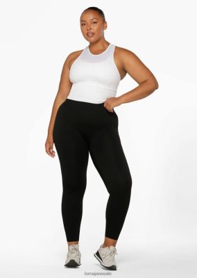 Lorna Jane donne Leggings alla caviglia senza cuciture a costine di tempo nero abbigliamento 2486DN61 Lorna Jane Italia