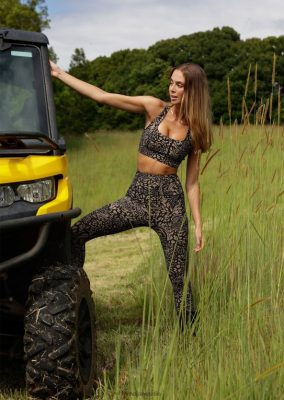 Lorna Jane donne Oasis hi-fold senza cavalcare i leggings alla caviglia tascabile Stampa astratta neutrale abbigliamento 2486DN60 Lorna Jane Clothing