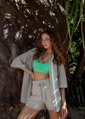 Lorna Jane donne camicia a maglia in trama aperta bianco abbigliamento 2486DN303 Lorna Jane Clothing